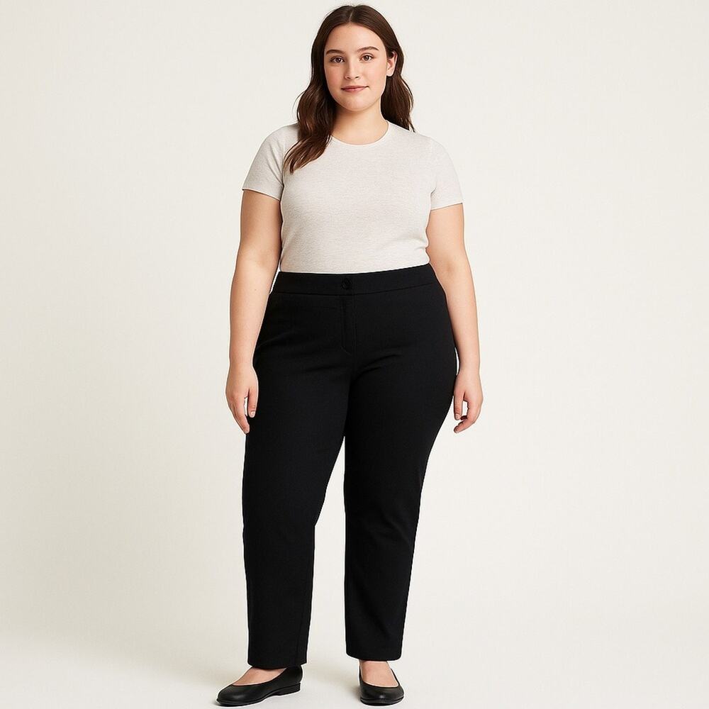 Chicos Fabulously Slimming Black Pants Size 2.5 XL Short‎ Straight Leg Ankle